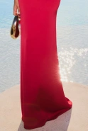 Akira – red set with an asymmetrical top and maxi skirt