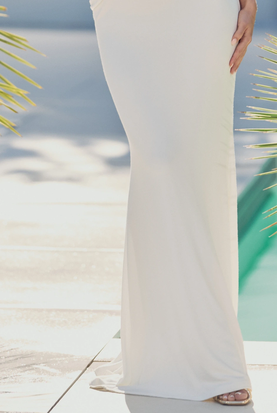 Jolina – draped maxi dress in ecru