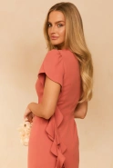 Ayleen – coral maxi dress with an embellished sleeve