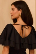 Abril - Black dress decorated with black ruffles