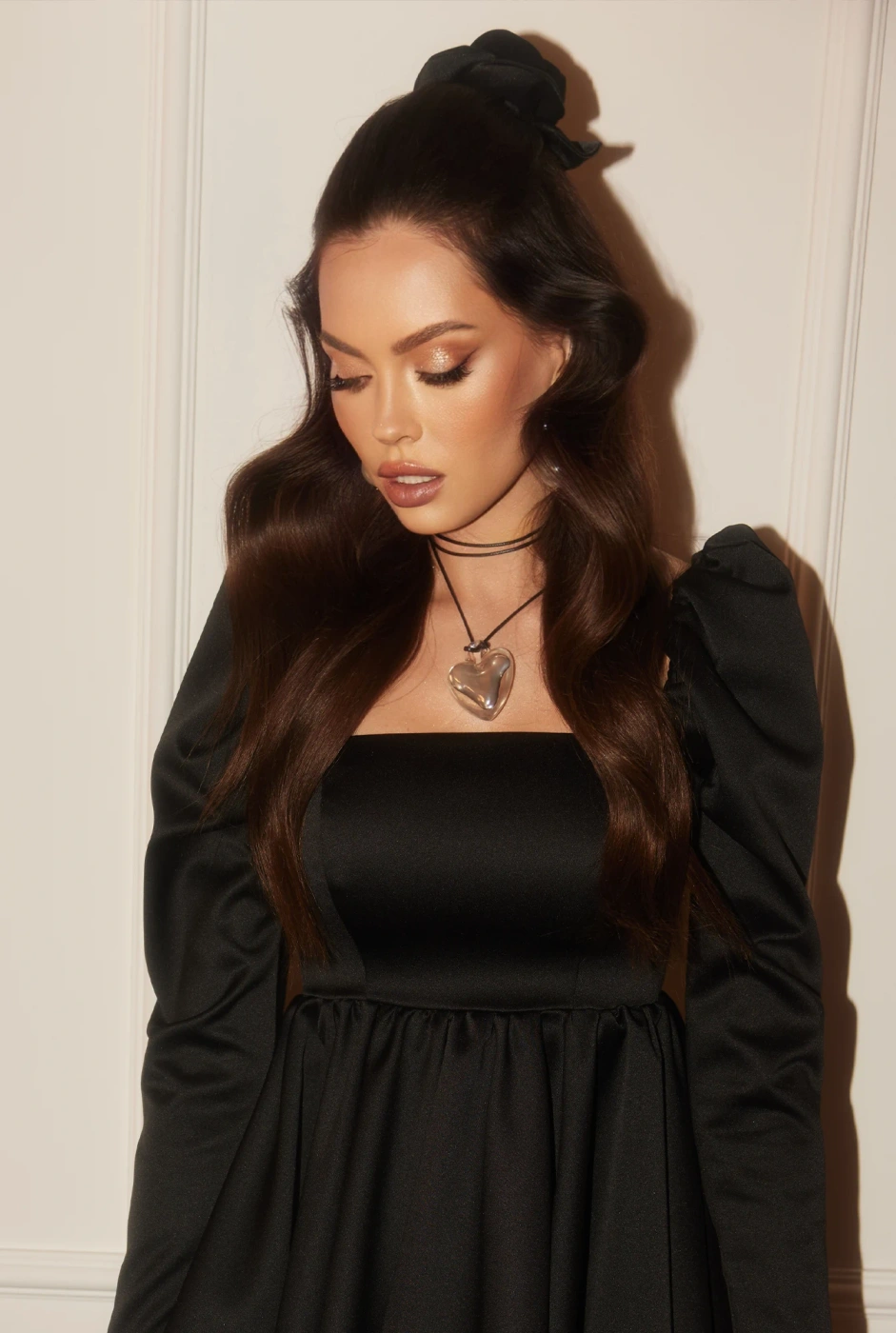 Halika - Black Mini Dress with Sleeve Buffs