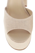 Linen - Plateausandalen aus Leinen mit Lederfutter und goldener Schnallenverzierung