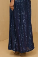 Yasti - Langes Paillettenkleid in marineblauem Farbton