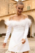 Becky - feathered dress with a flared bottom