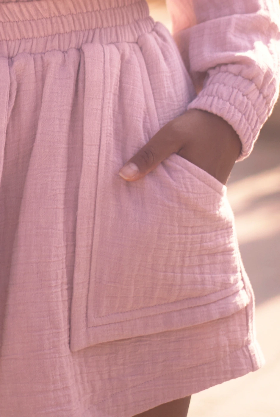 Kama - Pink tracksuit set with mini skirt and embroideries