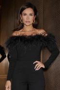 Universo – corset jumpsuit with boning and feathers