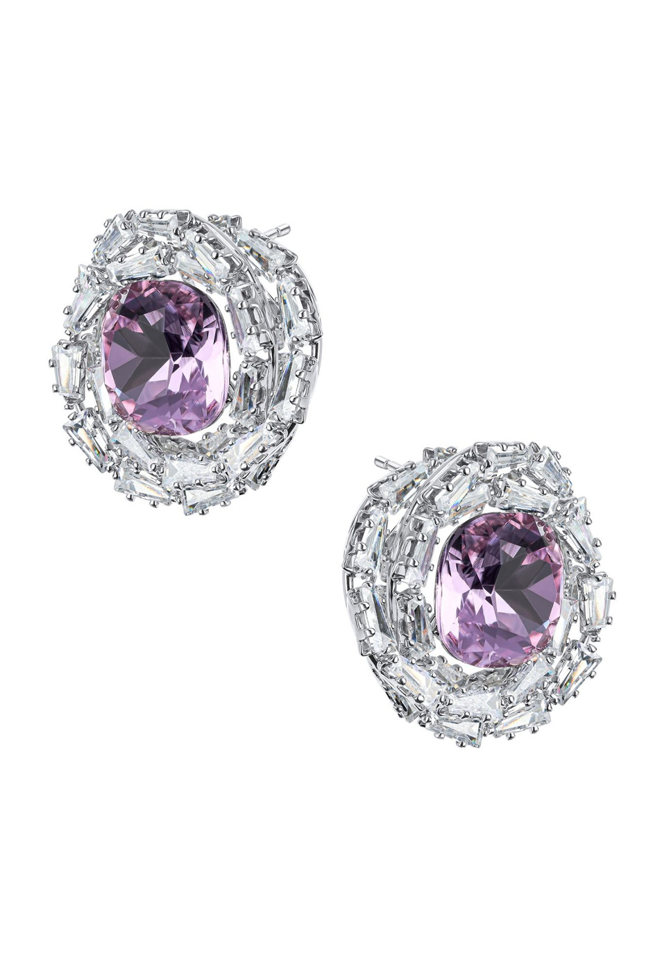 Lumin - Silver Plated Earrings with Purple Crystal