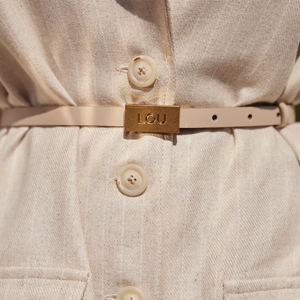 Lita Belt - Women's Belt in Ecru Shade with Exclusive Gold Buckle.