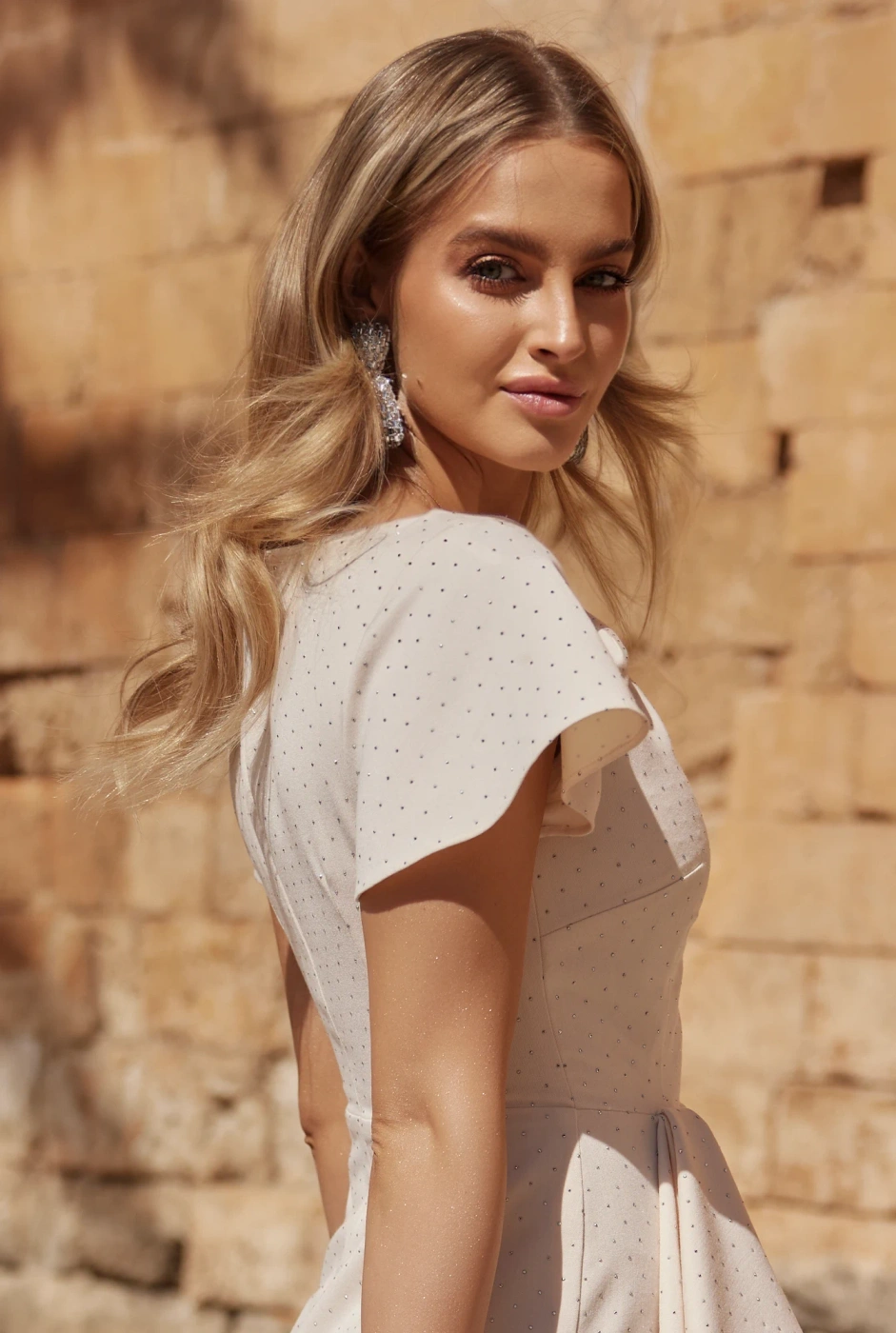 Verdi - Elegant Dress with Embellished Jets and Unique Creases