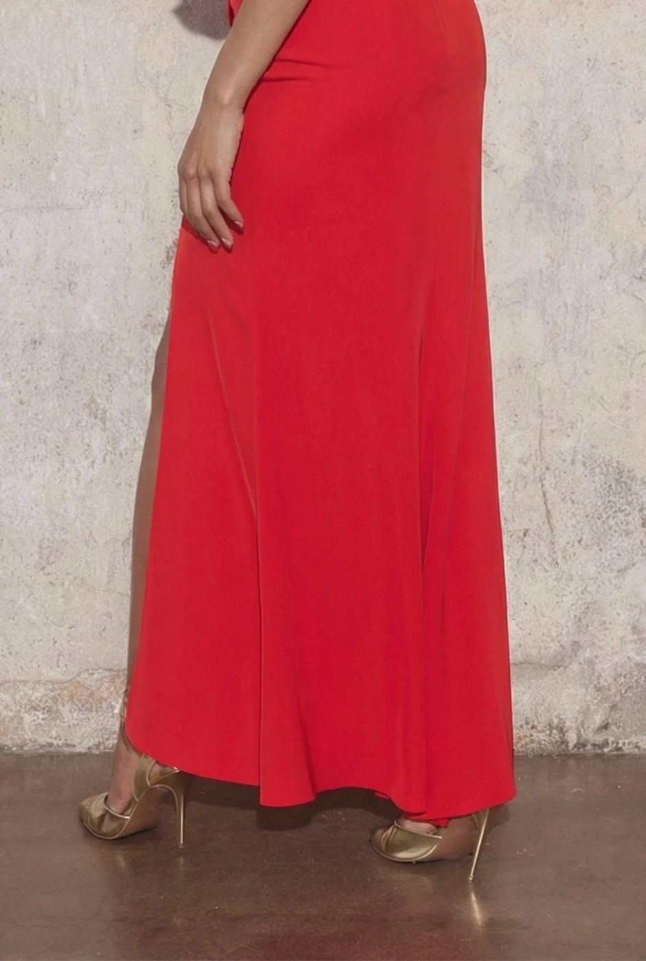 Marlene - rotes Kleid mit Rüschenmuster