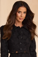 Jodie – black blouse with an openwork embroidered pattern