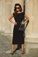 Arzu - Elegant black dress with side zipper