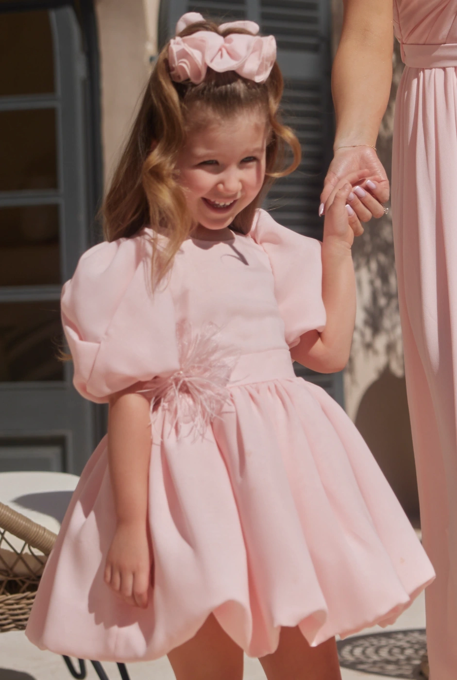 Nela - Kinderkleid mit Bommel und Bombendessous + dekorativer Haarreif