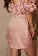 Hemani - Mini Corset Dress in Delicate Pink with Crinkled Collar