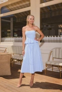 Mabel – blue embroidered peplum top