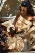 Tide - Yellow Children's Dress with Buff Sleeves and Frills + Hariband
