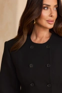 Sorrento – black mini blazer dress with wool blend
