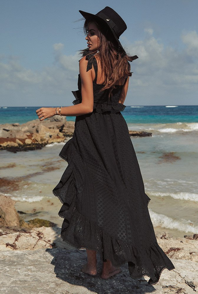Peggie - schwarzes Set im Boho-Stil