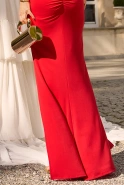Petalia - red maxi dress with drapes