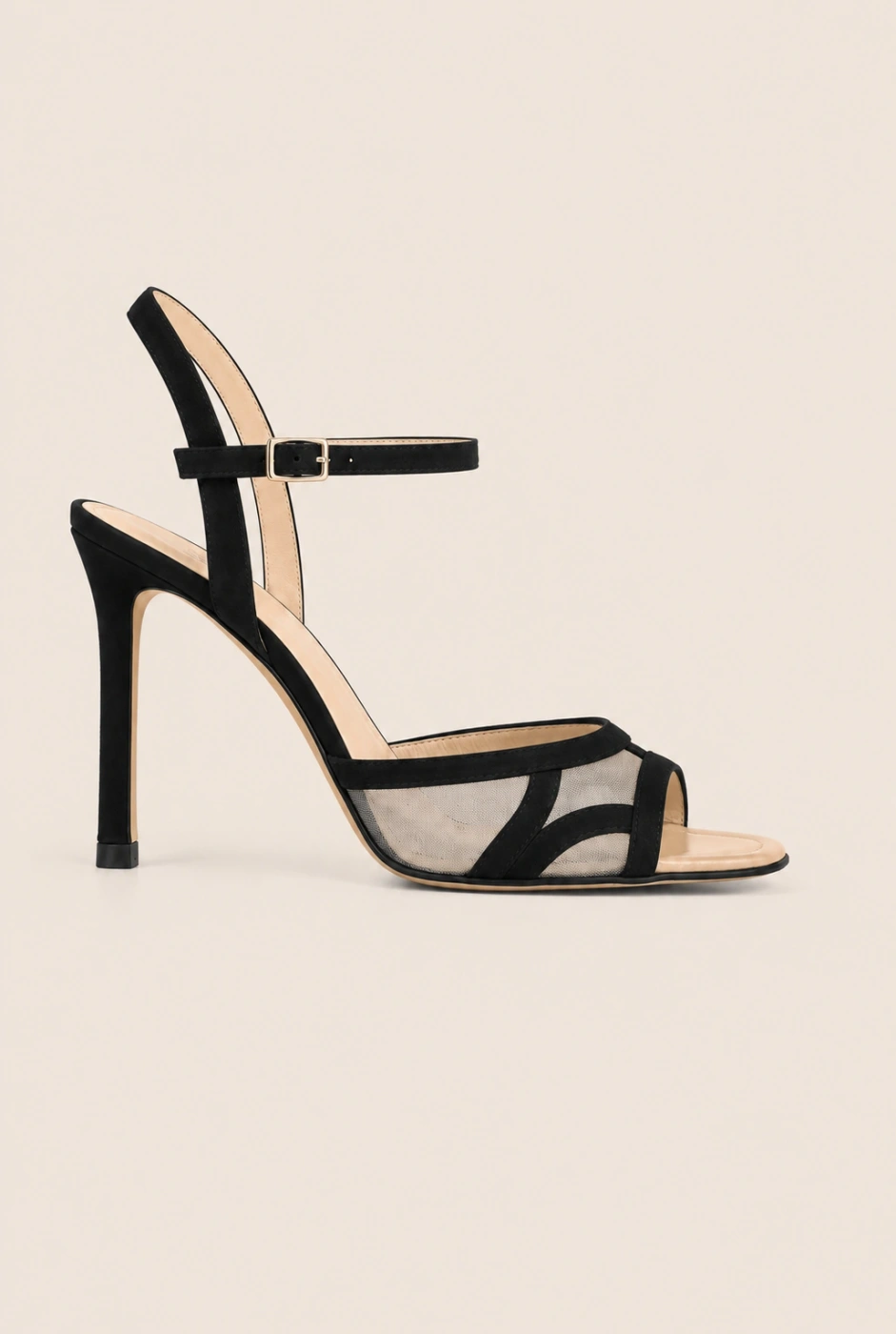 Giulia – black sandals with mesh details