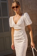 Leona - midi dress in subtle stretch fabric with embossing