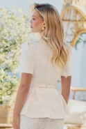 Lurdes – off-white set: blouse + skirt