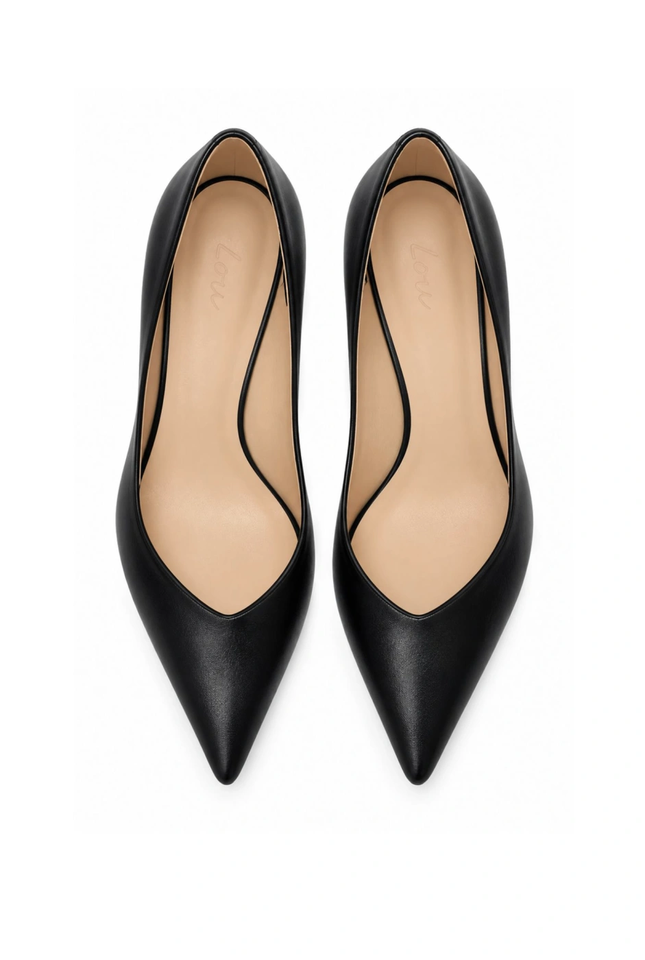 Samos – black pumps with a gold heel detail