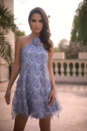 Dinah - graues Kleid mit hängenden Pailletten