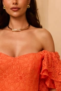 Sucre - Elegantes Minikleid aus Spitze in leuchtendem Orange