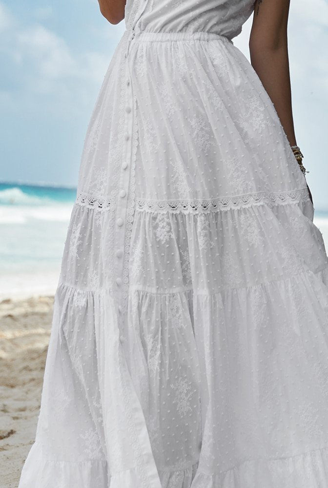 Bueno - Weißes trägerloses Maxikleid