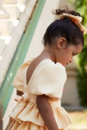 Tide - Yellow Children's Dress with Buff Sleeves and Frills + Hariband