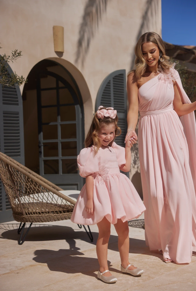 Nela - Kinderkleid mit Bommel und Bombendessous + dekorativer Haarreif