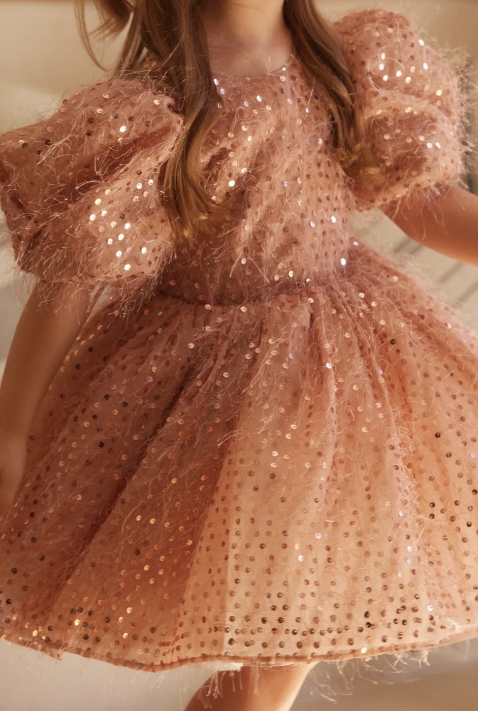 Kimi - Children's Mini Dress with Buffs and Embellished Bow