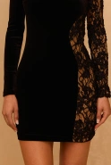 Devina – black mini dress with lace insert