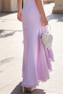 Verona - Elegant long lilac dress with asymmetrical bottom and heart-shaped neckline