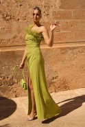 Jamila - asymmetrical maxi dress with feathers