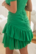 Susanita Grün - Minikleid mit Rüschen und Büffeln