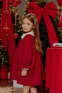 Majka - red children's dress with collar