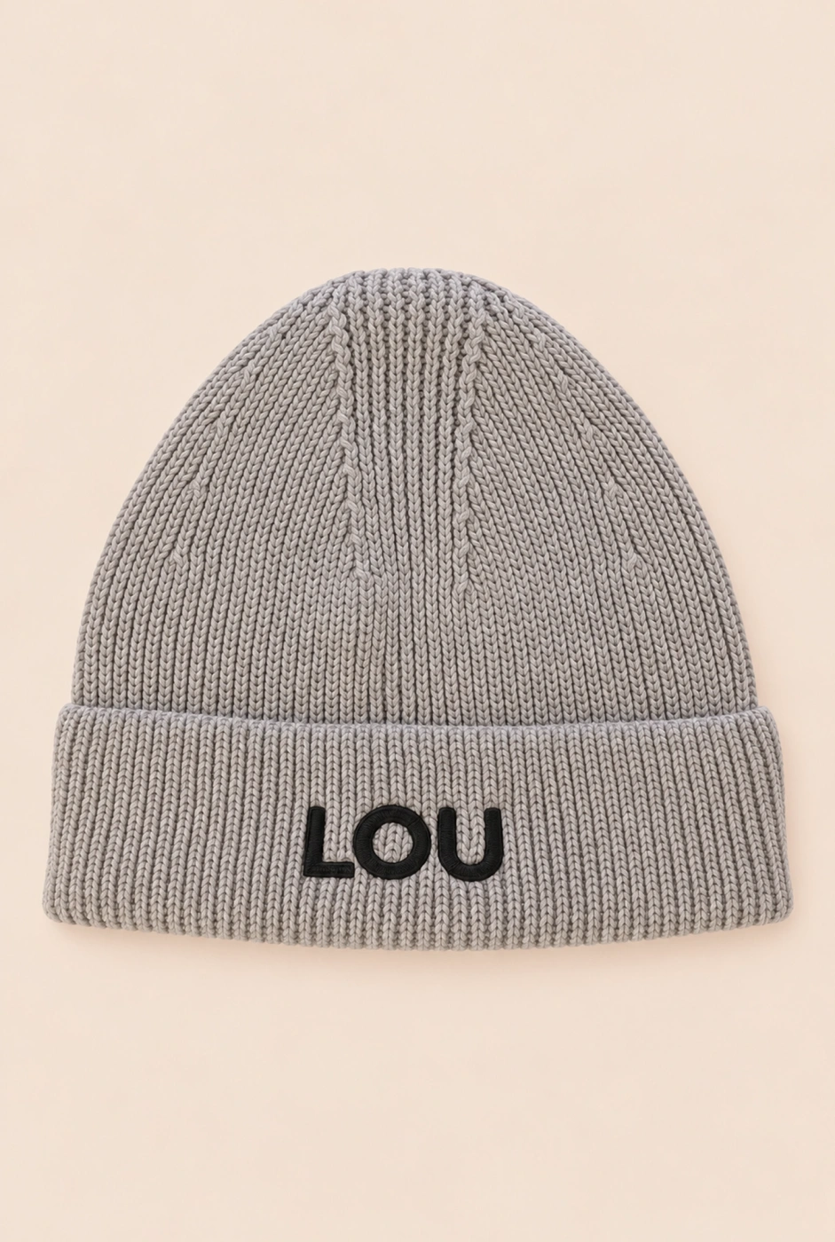 Grey Winter Beanie with Lou Logo