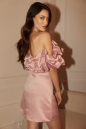 Hemani - Mini Corset Dress in Delicate Pink with Crinkled Collar