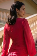 Clementine Red - crinkled mini dress in red