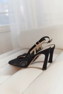 Lessy – schwarze Spitzen-Pumps mit Wildledereinsätzen