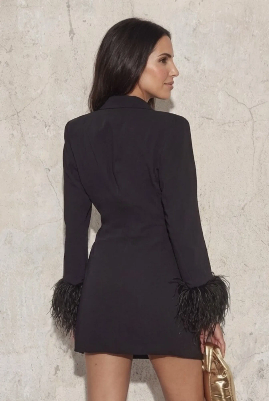 Randi Black - mini jacket with feathers