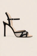 Giulia – black sandals with mesh details