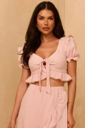 Ester Rosa Set - Sommerset aus rosa Baumwolle