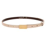 Lita Belt - Damengürtel in Ecru-Tönen mit exklusiver Goldschnalle