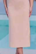 Lillemor – powder pink asymmetrical midi dress