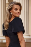 Farah - Mini dress with buffet sleeves, asymmetrical bottom and square neckline, with zipper closure