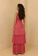  Lagos - coral maxi dress with ruffles