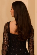 Ketnis – schwarzes Minikleid mit Fransen an der Spitze